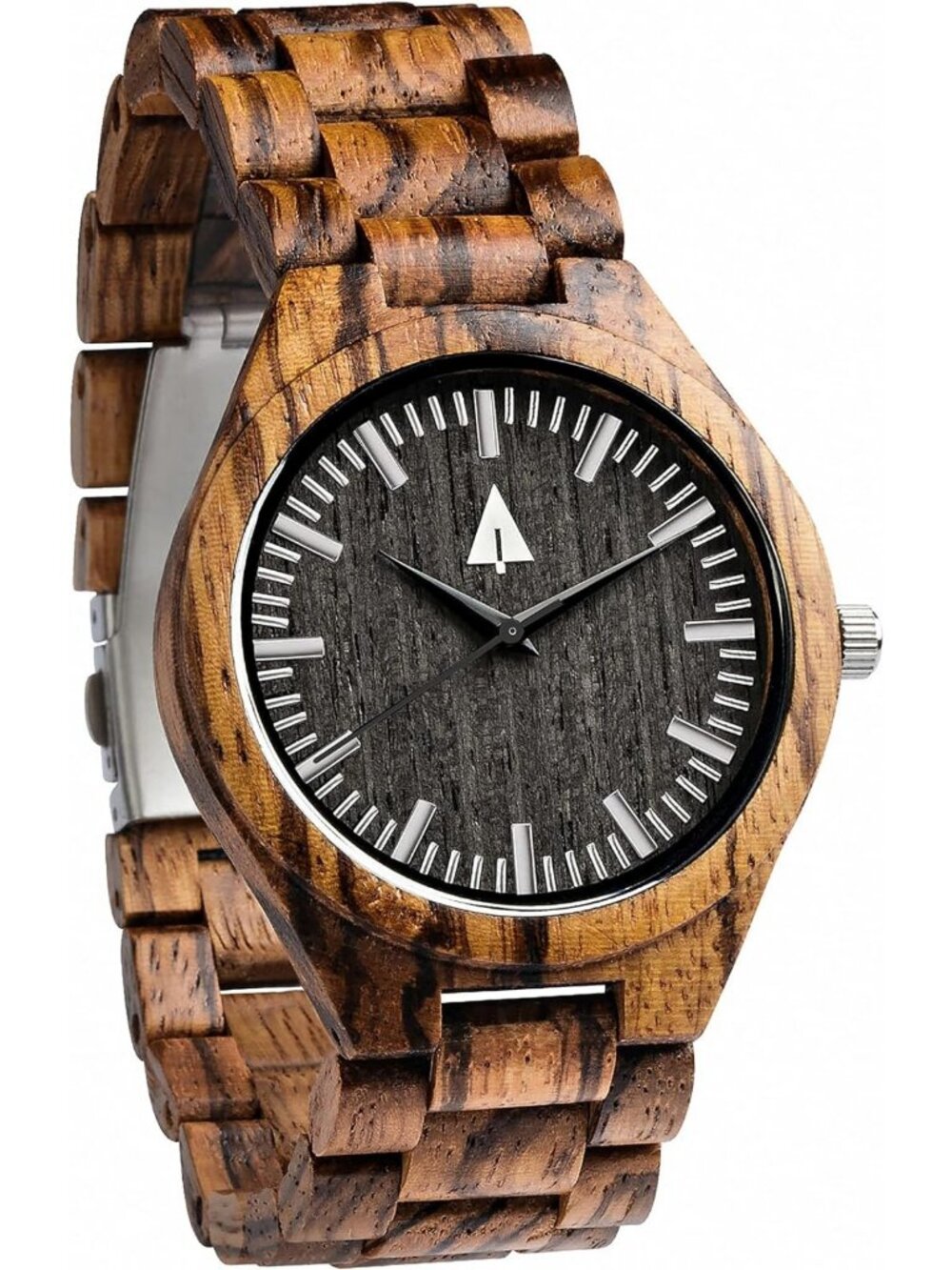 Stylish Wooden Watch for Men, Japanese Quartz, Adjustable Stainless Steel